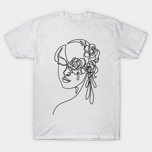 Female Line Art T-Shirt by pmuirart